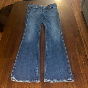 Paige ladies Hollywood Hills jeans. Size 28x32. Dark Clean wash.